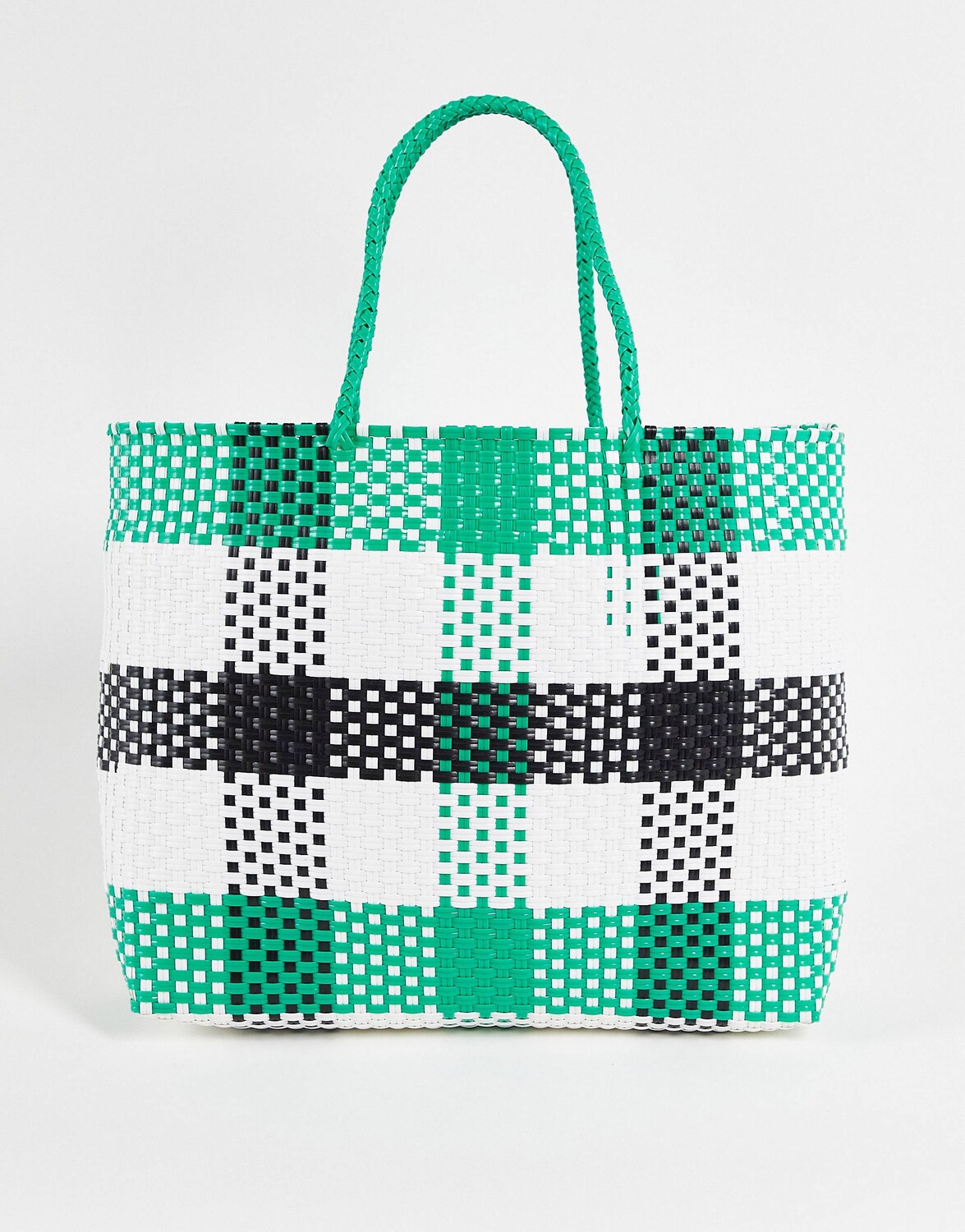 

Пластиковая сумка-тоут с короткими ручками в клетку ASOS DESIGN