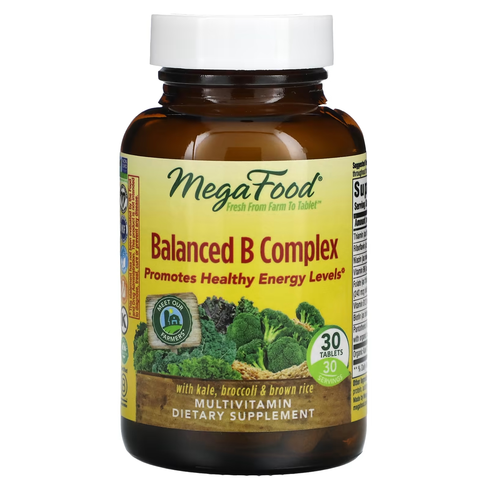 Сбалансированный Комплекс Витаминов В MegaFood Balanced, 30 таблеток megafood комплекс c 180 таблеток