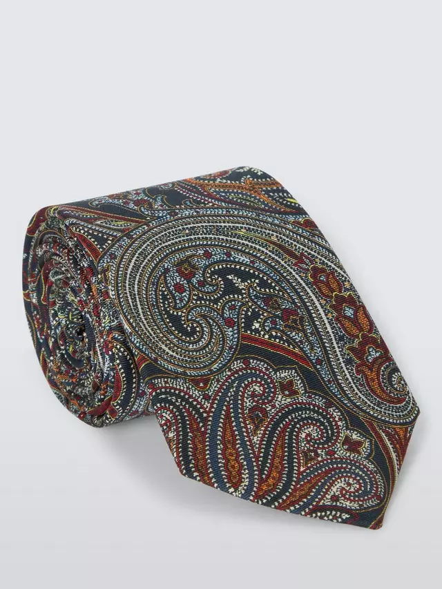

Галстук John Lewis Silk Paisley, темно-синий