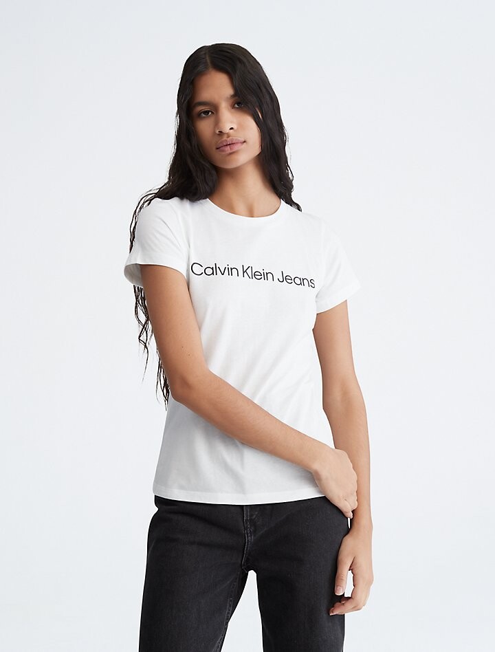 

Футболка с круглым вырезом и короткими рукавами (2 шт.) Calvin Klein, белый