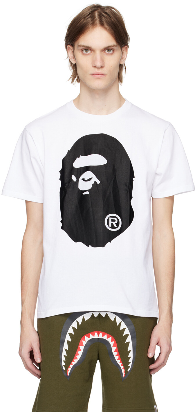 

Белая футболка с головой обезьяны BAPE
