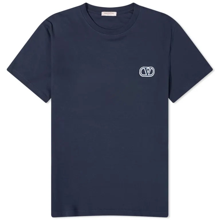 Футболка Valentino Embroidered V Logo Tee, темно-синий