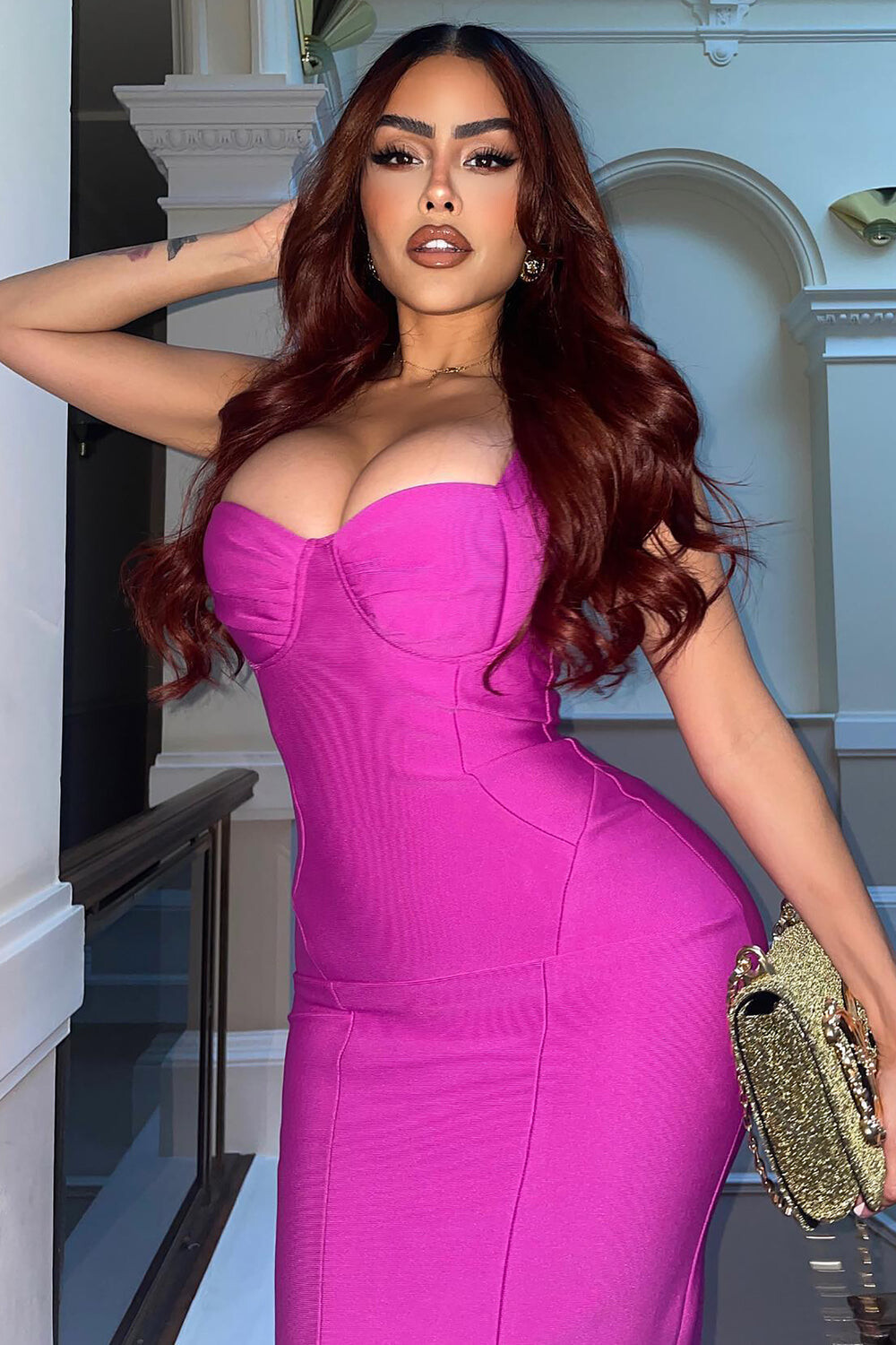 

Платье Fashion Nova C2559D, розовый