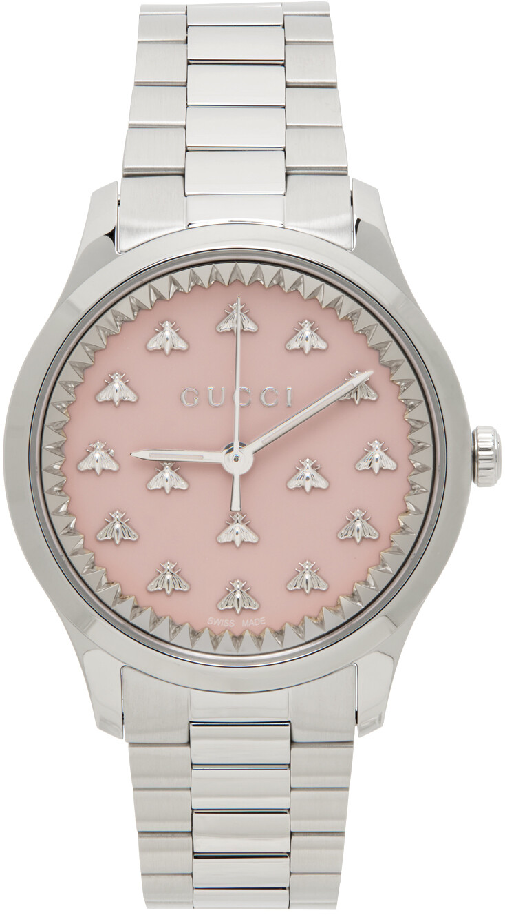 

Серебристо-розовые часы G-Timeless Multibee Gucci