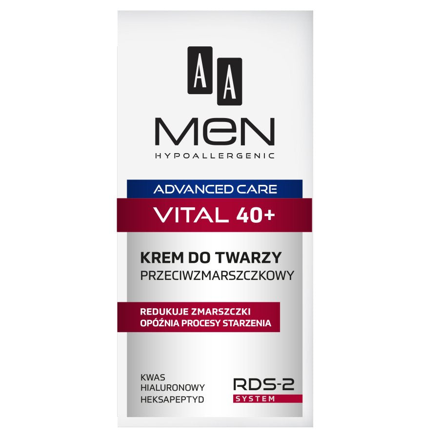 AA Крем для лица против морщин Men Advanced Care Vital 40+ 50мл цена и фото