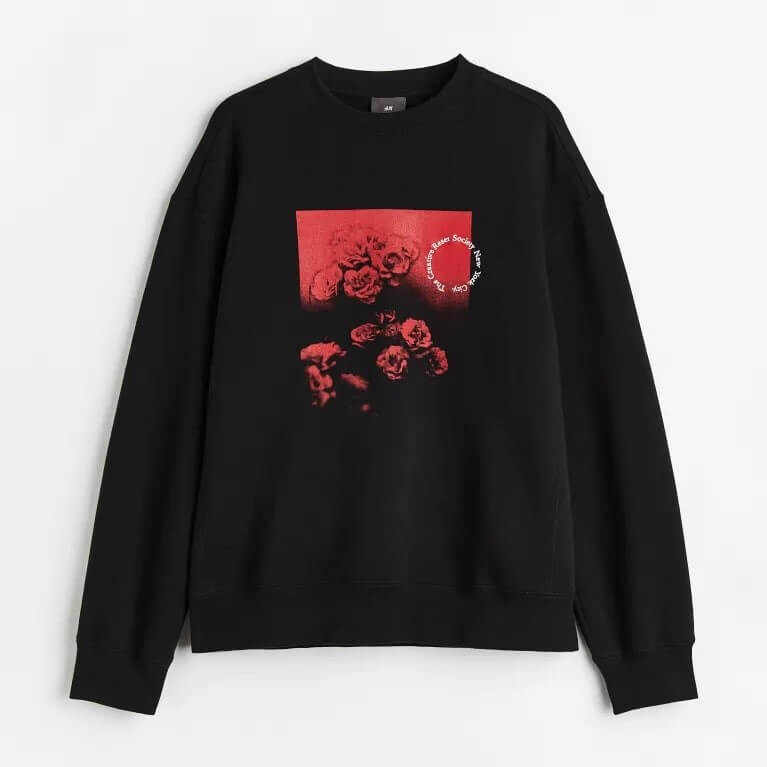 

Свитшот H&M Relaxed Fit Print, черный