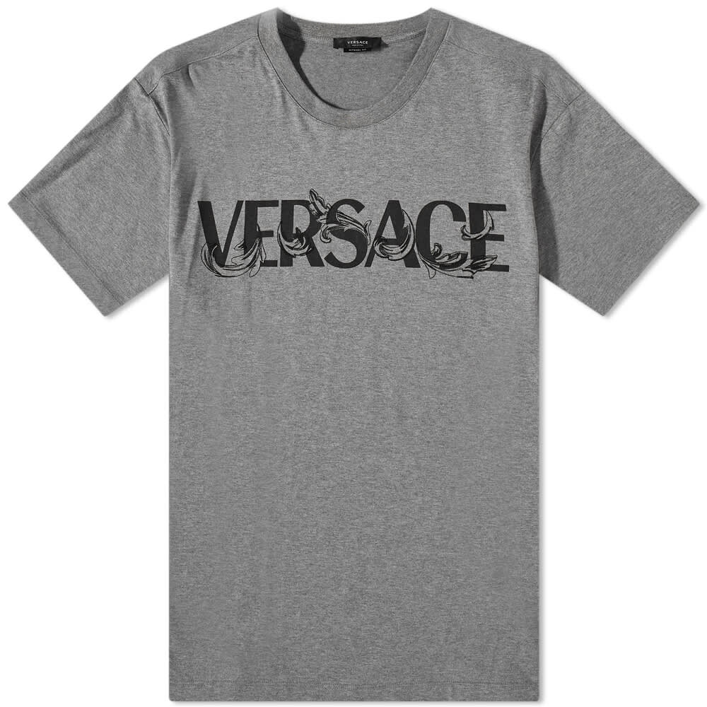 

Футболка Versace Baroque Text Logo Tee, Серый