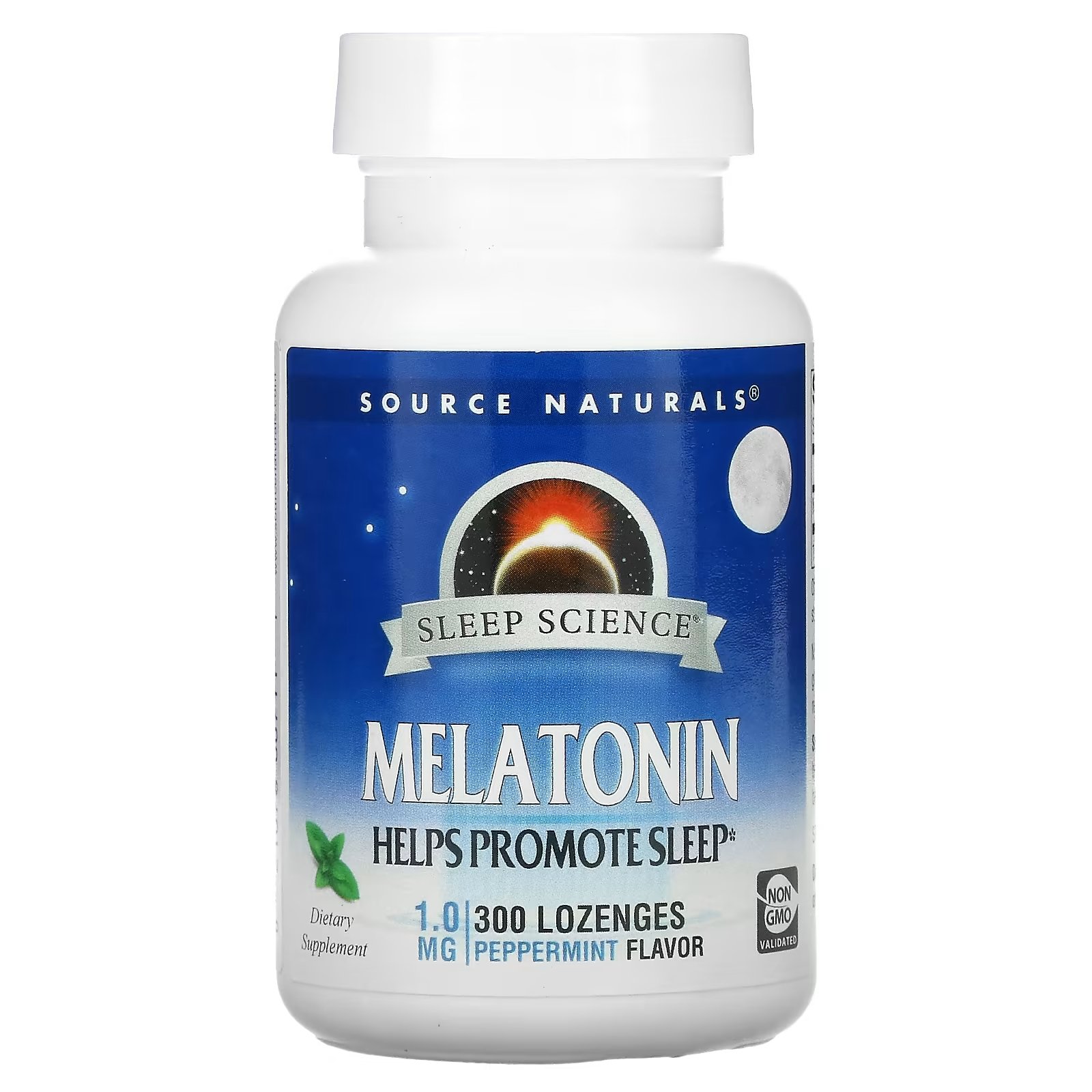 Source Naturals Sleep Science мелатонин перечная мята 1 мг, 300 пастилок - фото