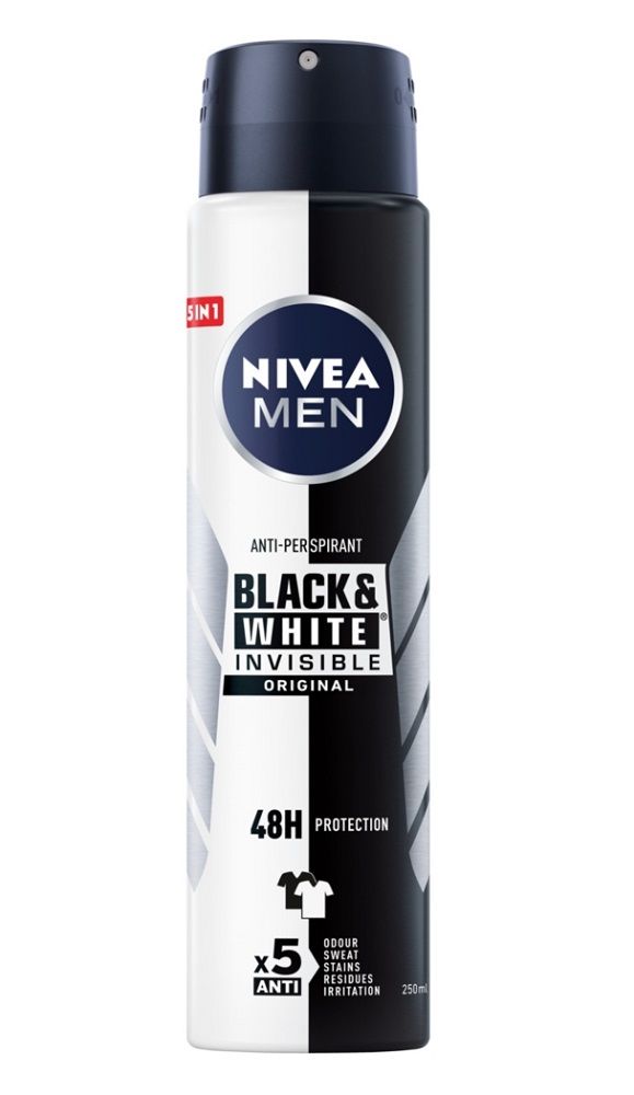 Nivea Men Black&White Invisible Original антиперспирант для мужчин, 250 ml антиперспирант стик nivea black and white invisible clear 50 мл