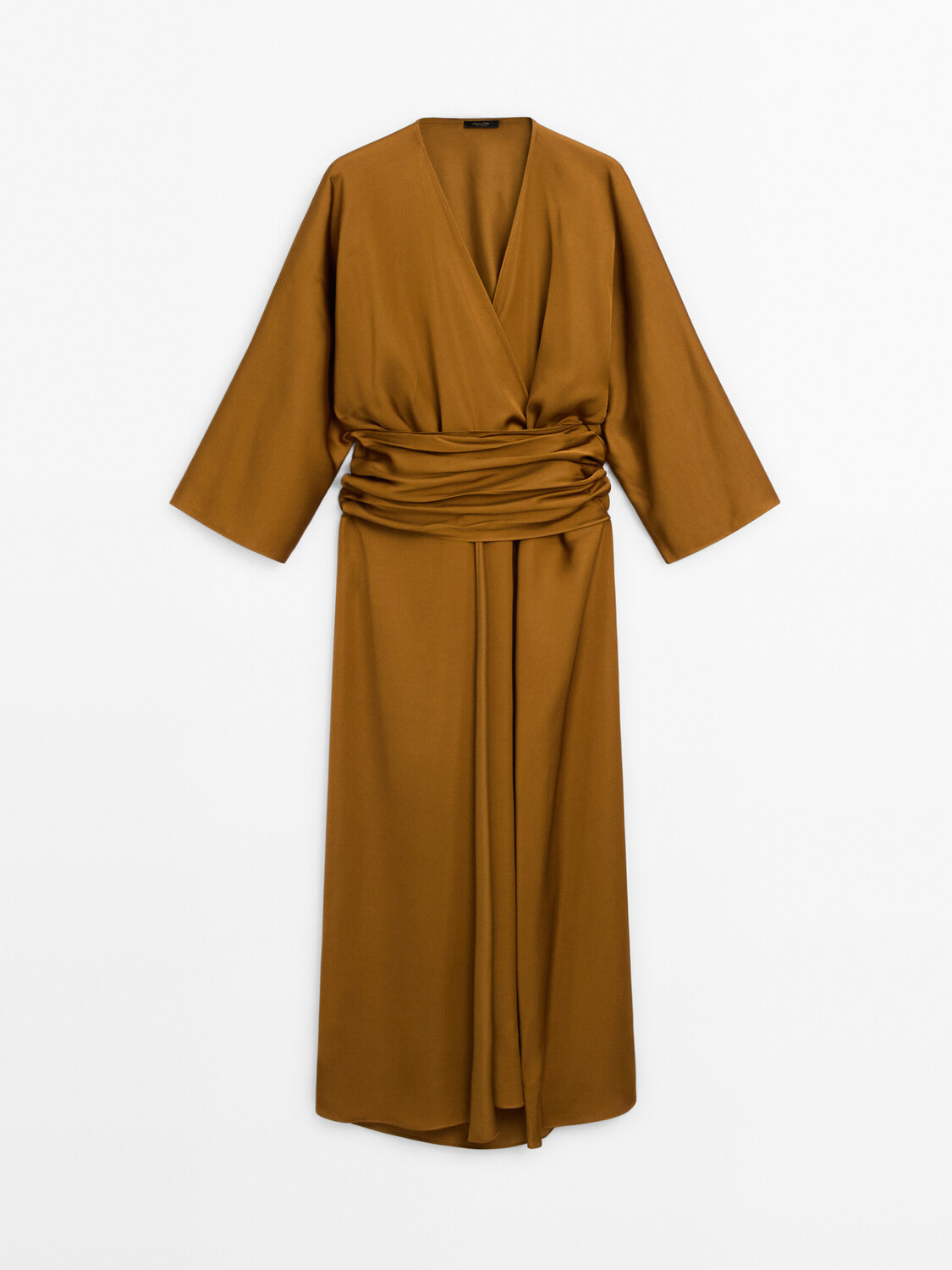 

Платье Massimo Dutti Long Sleeve Surplice, золотой, Желтый