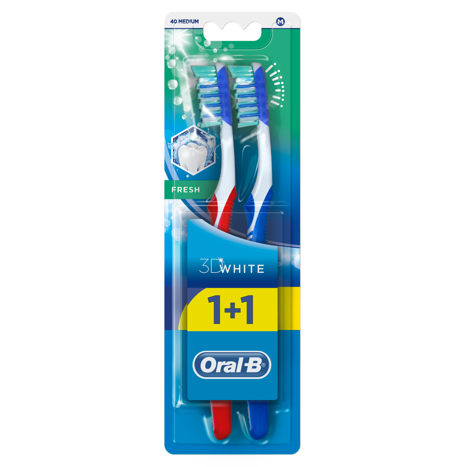 Oral-B 3D White Fresh средняя зубная щетка, 2 шт/1 упаковка - фото