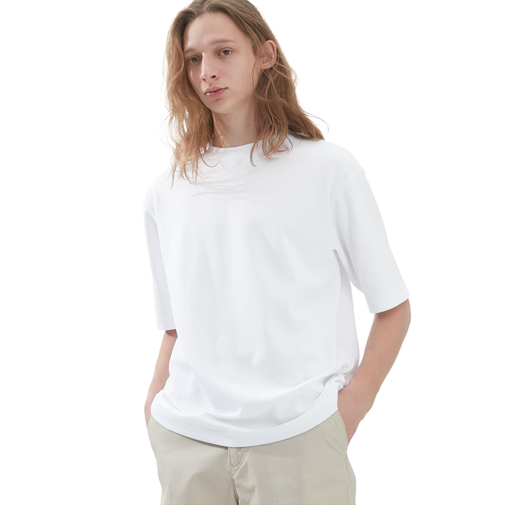 Футболка Uniqlo U Airism Cotton Oversized Crew Neck Half-Sleeve Unisex,  белый – заказать по доступной цене из-за рубежа в «»