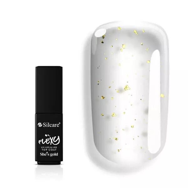 

Silcare Покрытие Flexy She's Gold Top Coat с золотыми частицами 4.5г