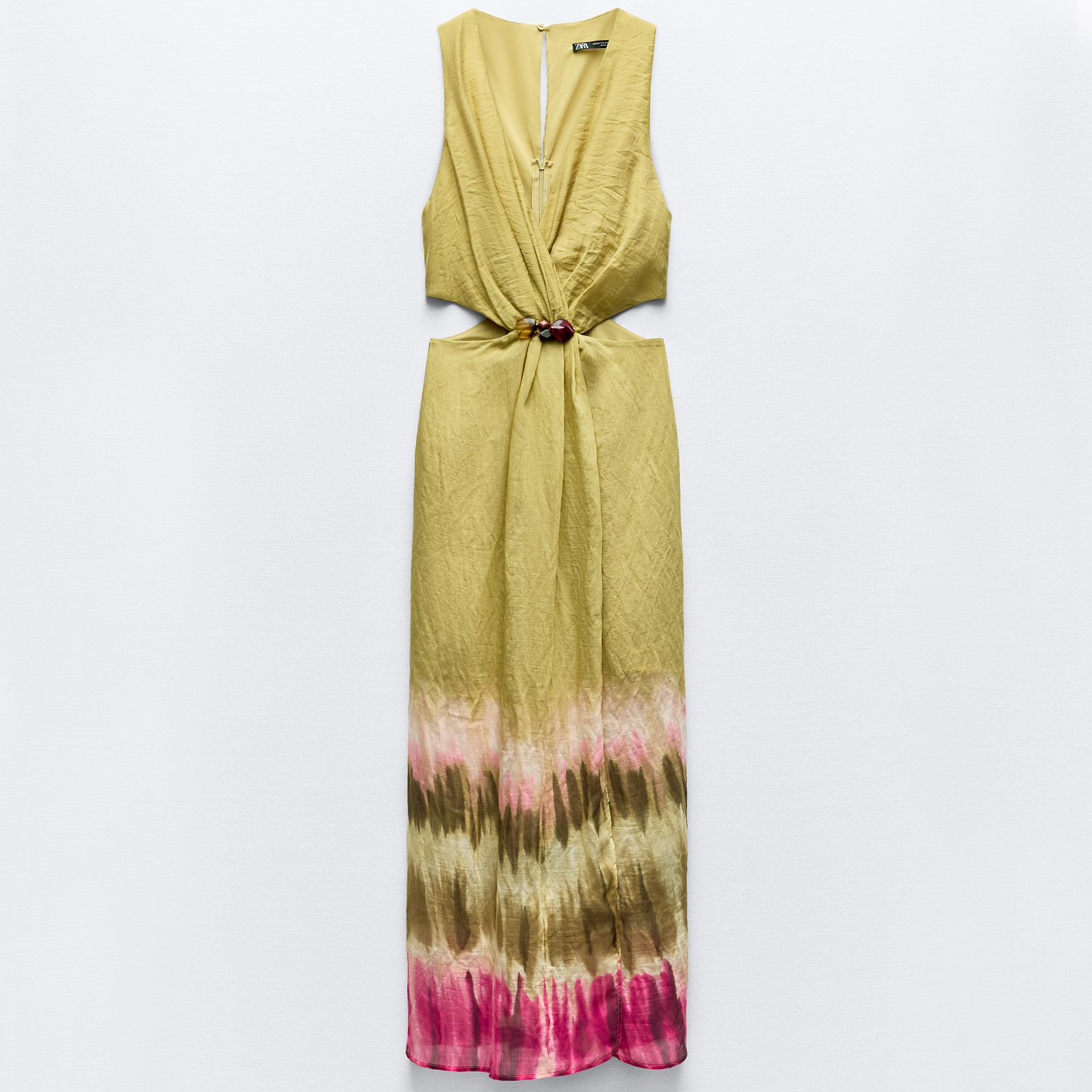 Платье Zara Cut-out Tie-dye Midi, мультиколор