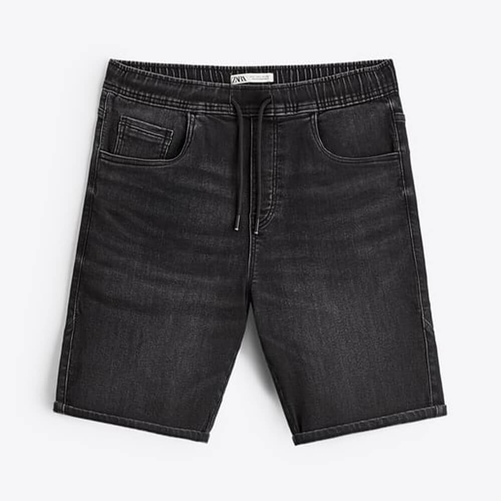 

Шорты Zara Soft Denim Bermuda, чёрный