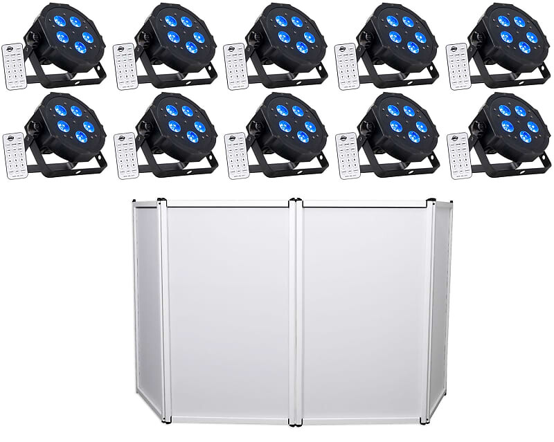 

(10) Американский DJ ADJ MEGA HEX PAR Can RGBWA+UV Slim LED Wash Lights+Facade Booth American DJ (10) MEGA HEX PAR+RFAAW