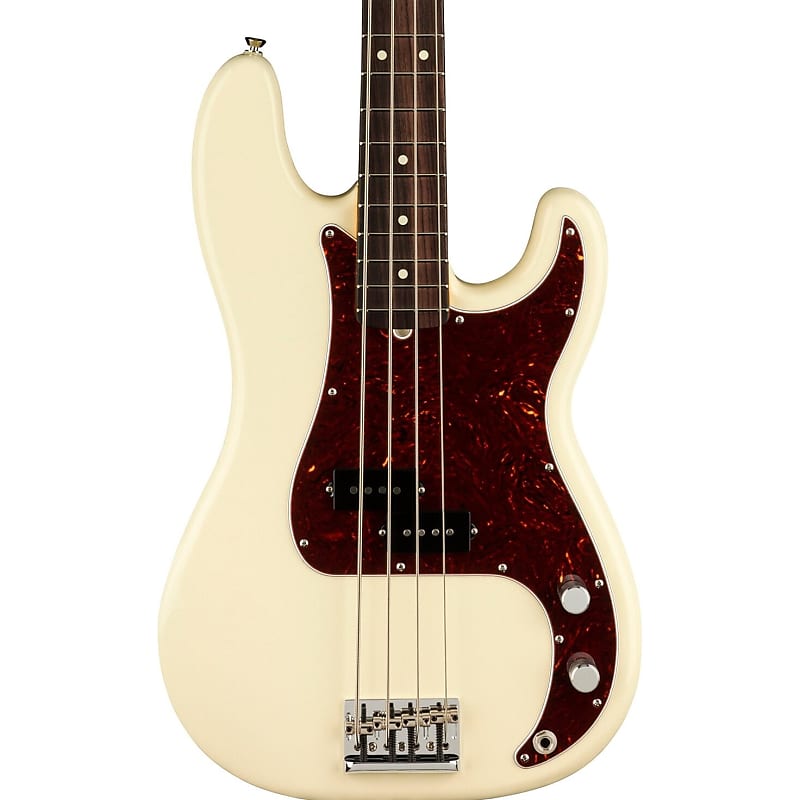 Fender American Pro II Precision Electric Bass, накладка на гриф из палисандра (с футляром), олимпийский белый - фото