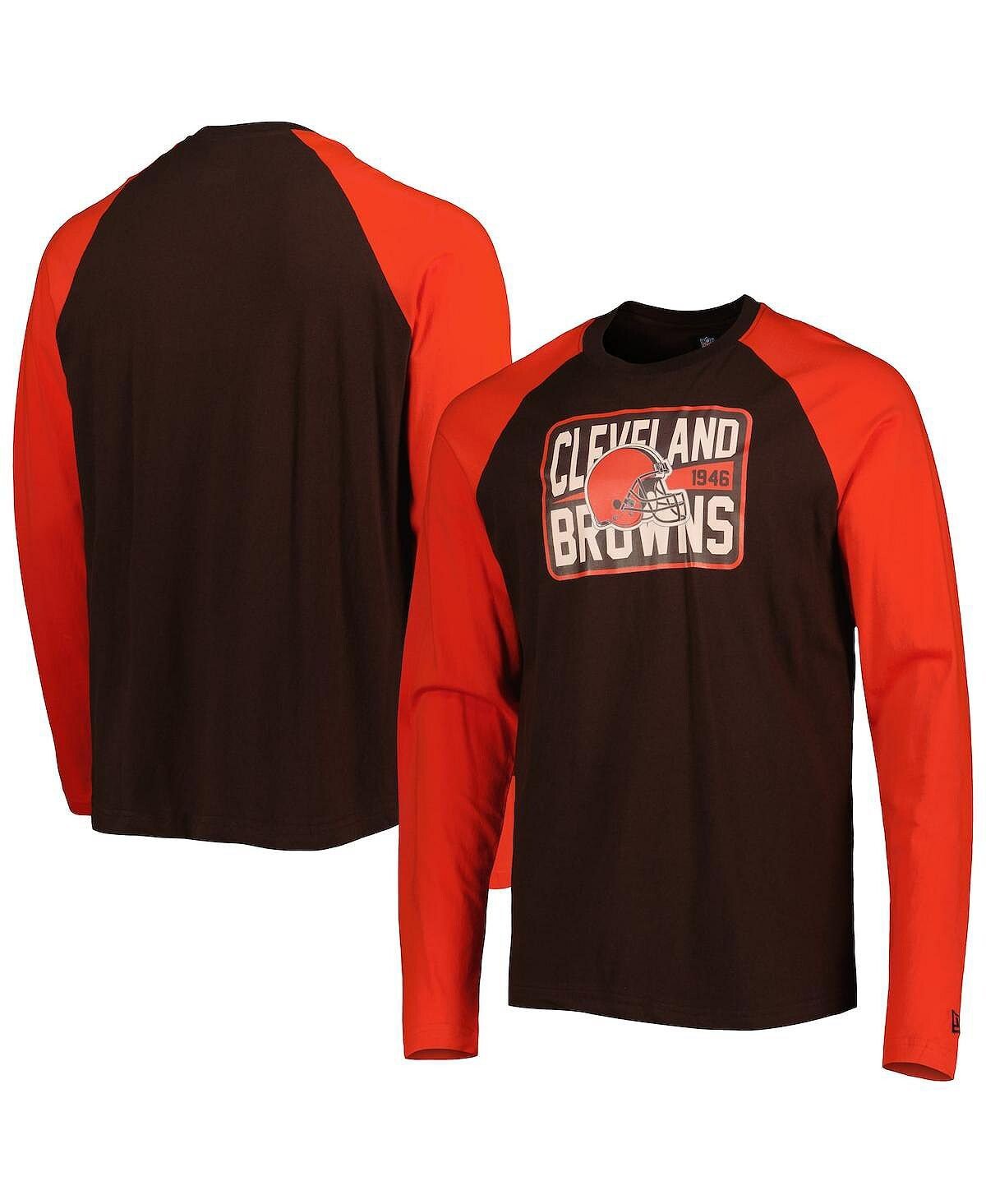 

Мужская коричневая футболка с длинным рукавом cleveland browns current raglan New Era, коричневый