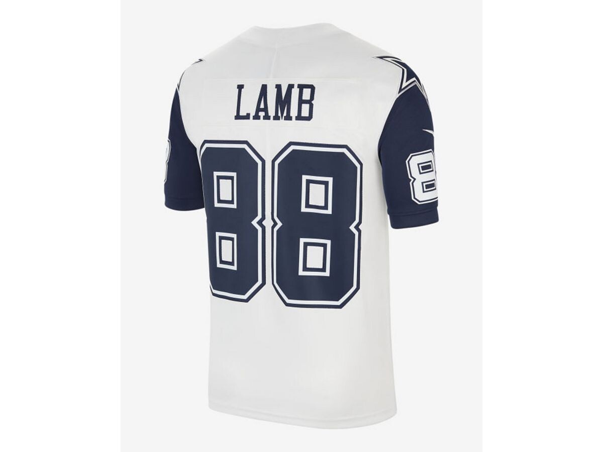 Мужская футболка dallas cowboys game - ceedee lamb Nike, белый мужское белое игровое джерси micah parsons dallas cowboys nike