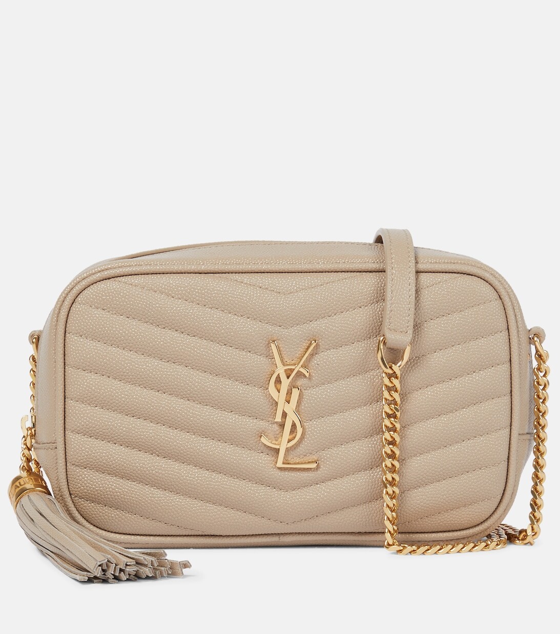 

Кожаная сумка через плечо Lou Camera Mini Saint Laurent, бежевый