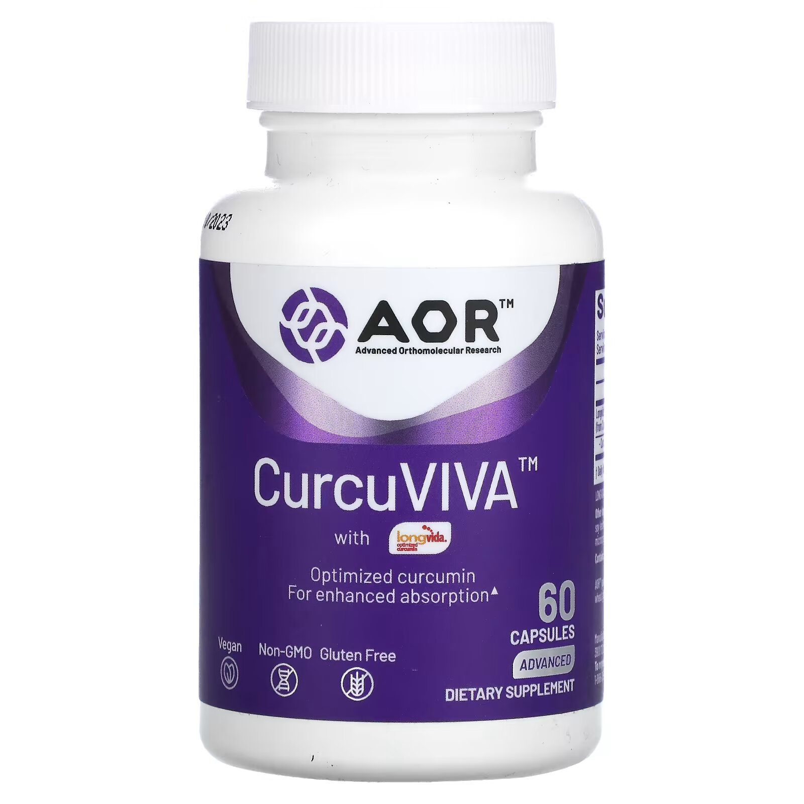 Advanced Orthomolecular Research AOR, CurcuViva, 60 вегетарианских капсул цена и фото