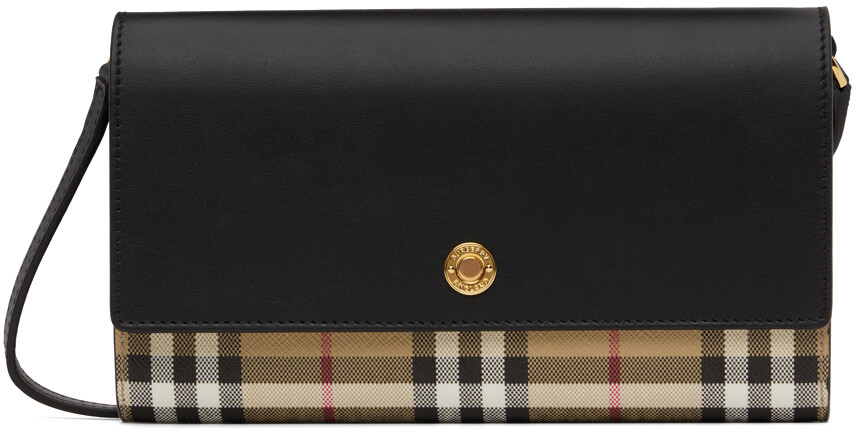

Бежево-черная сумка-кошелек в клетку Burberry