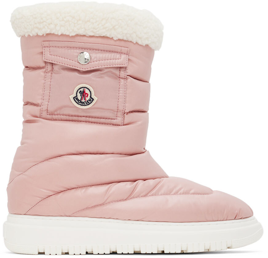 детские темно синие пуховые кроссовки new cherie down moncler enfant Детские розовые ботинки Petit Gaia Moncler Enfant