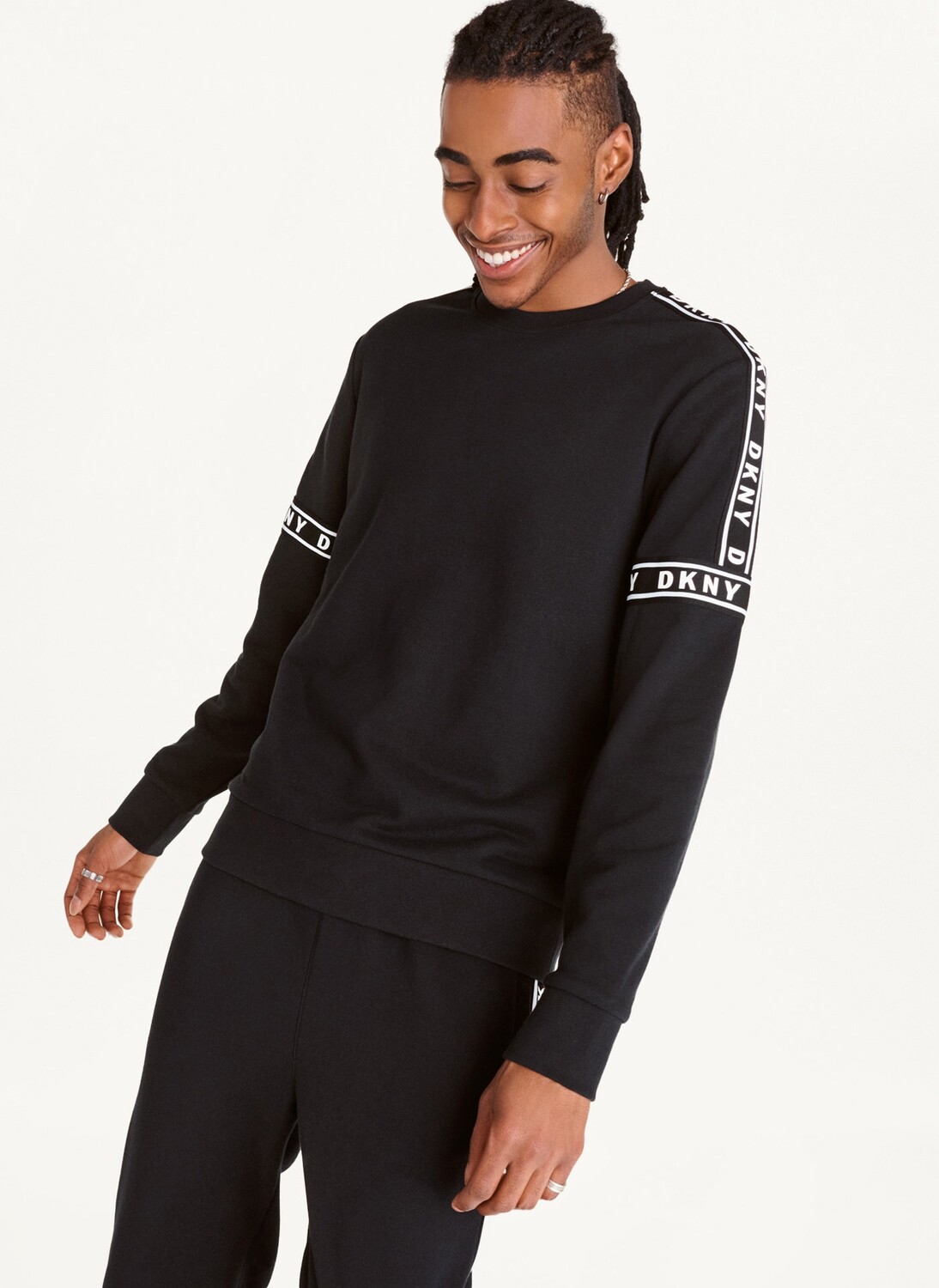 

Лонгслив с круглым вырезом и логотипом DKNY, Черный