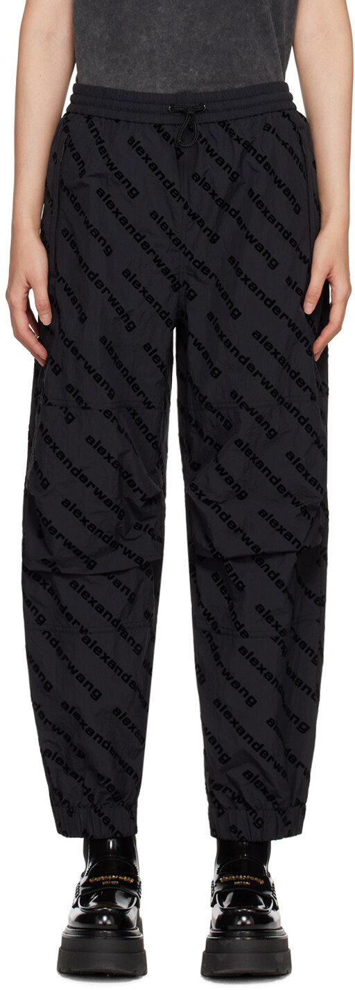 

Черные брюки для отдыха из флока Alexander Wang, Черный