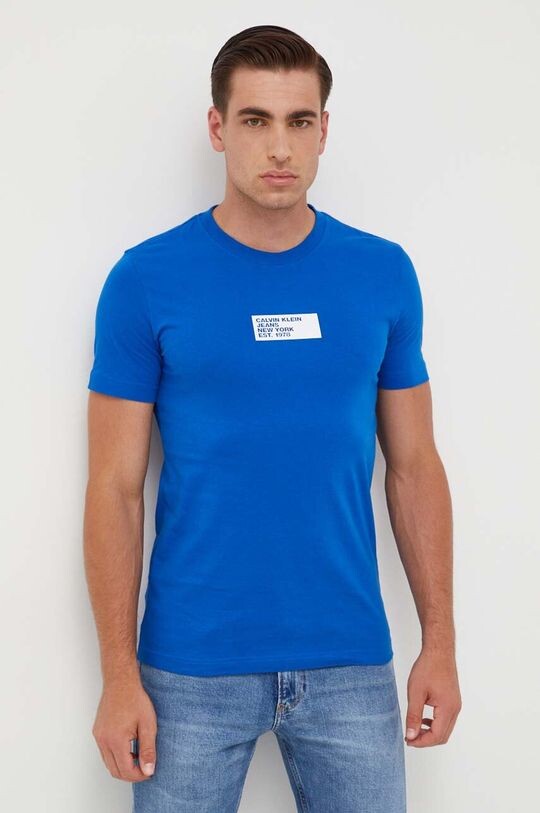 

Хлопковая футболка Calvin Klein Jeans, синий