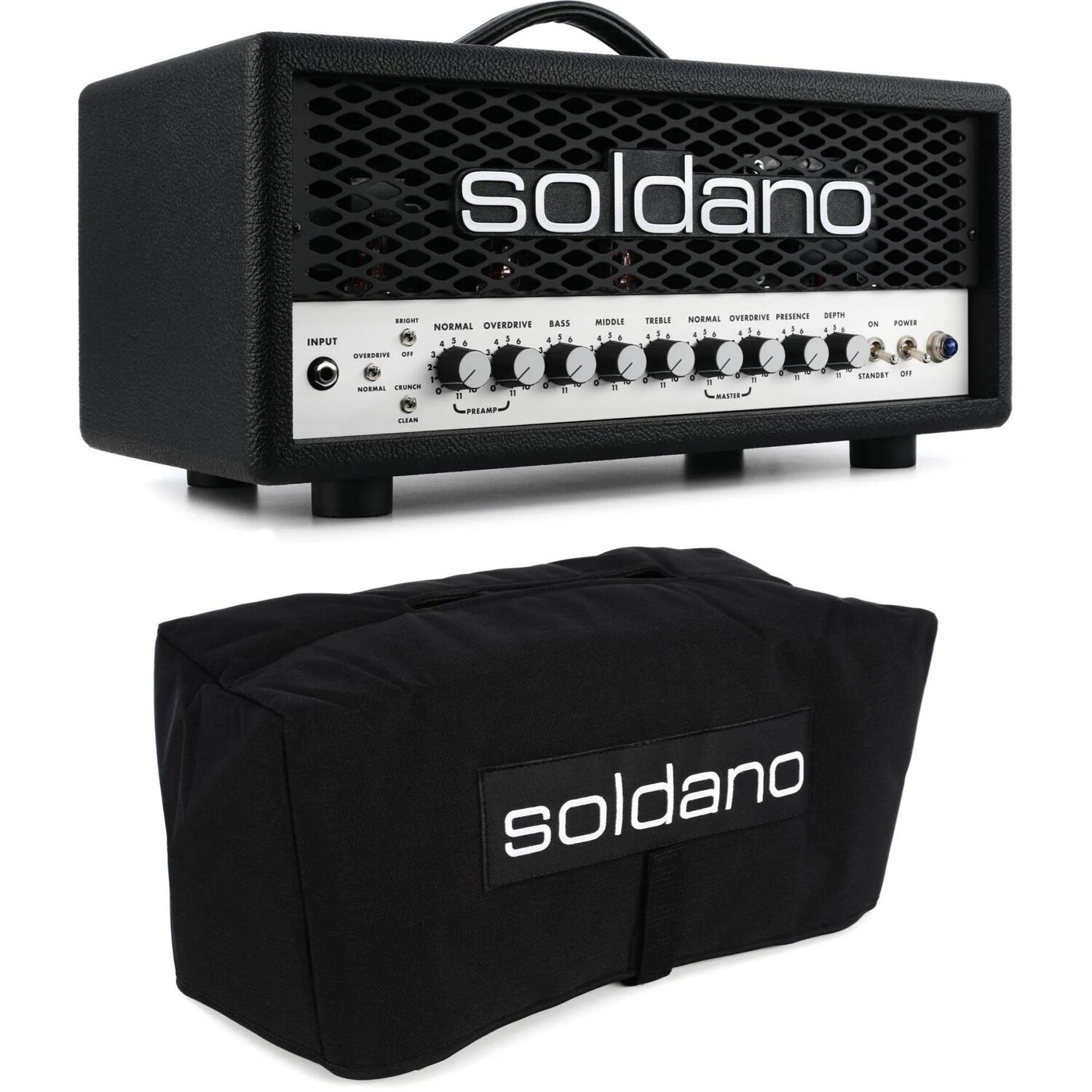 

Новая ламповая головка Soldano SLO-30 Super Lead Overdrive мощностью 30 Вт с крышкой — с металлической решеткой