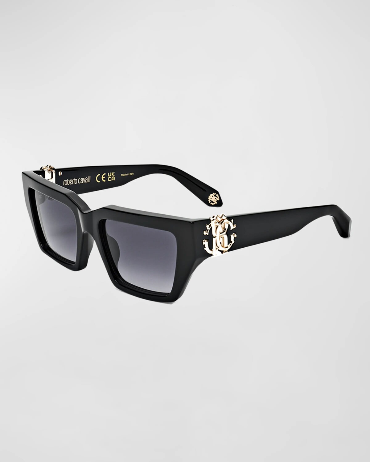 

Прямоугольные солнцезащитные очки из ацетата Iconic RC с логотипом Roberto Cavalli, цвет Shiny Black