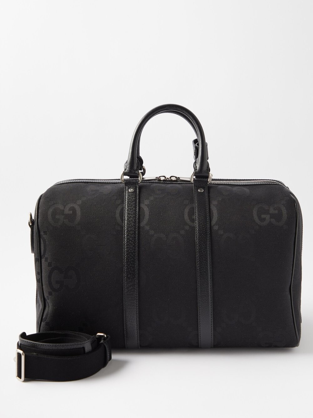 

Холщовая дорожная сумка с жаккардовой кожей gg Gucci, черный