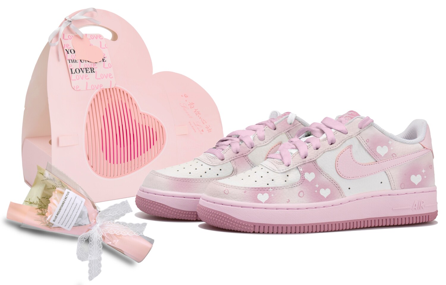 

Кроссовки Nike Air Force 1 Skateboarding Shoes Women's Low-top White/pink, розовый