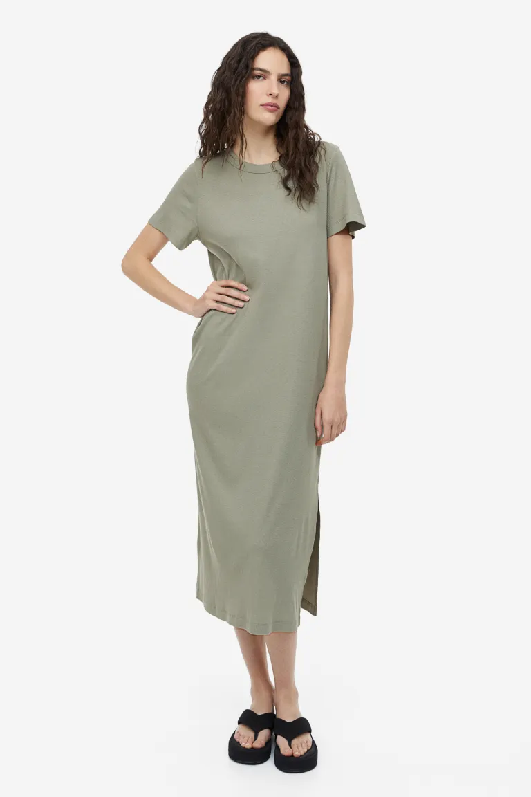 

Платье из джерси в рубчик H&M, зеленый
