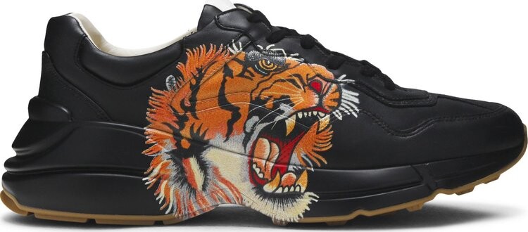 

Кроссовки Gucci Rhyton Leather Tiger Print, черный