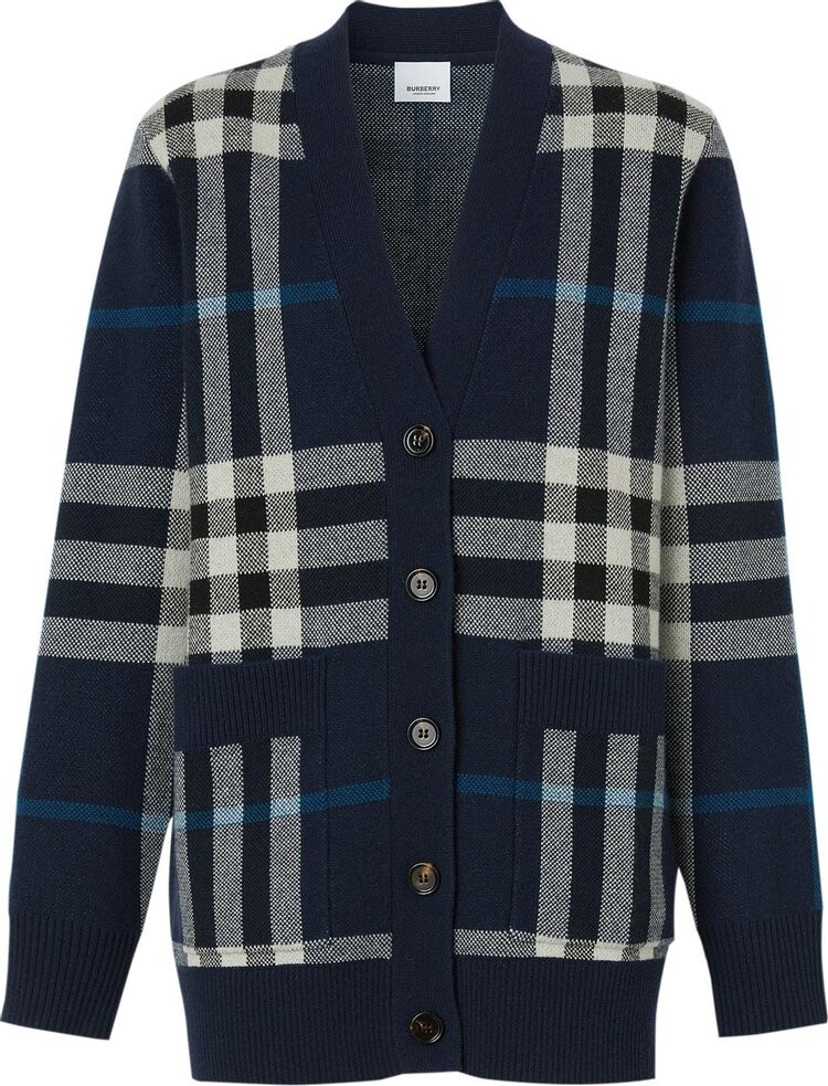 

Кардиган Burberry Check Jacquard Oversized Cardigan 'Dark Charcoal Blue', серый