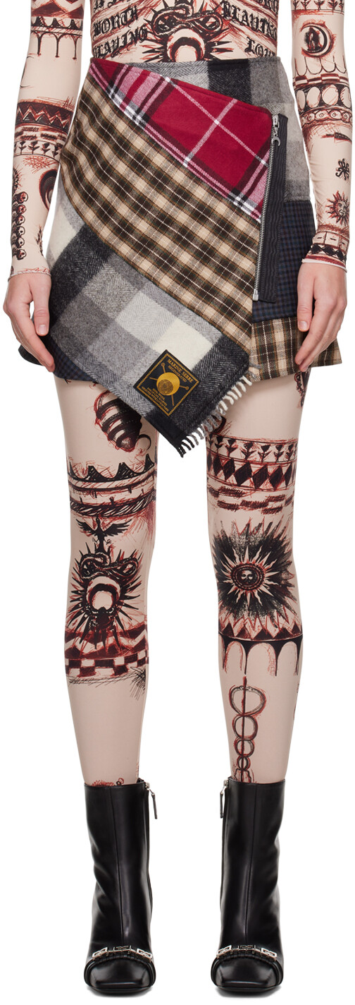

Разноцветная мини-юбка Clashing Tartan с запахом Marine Serre