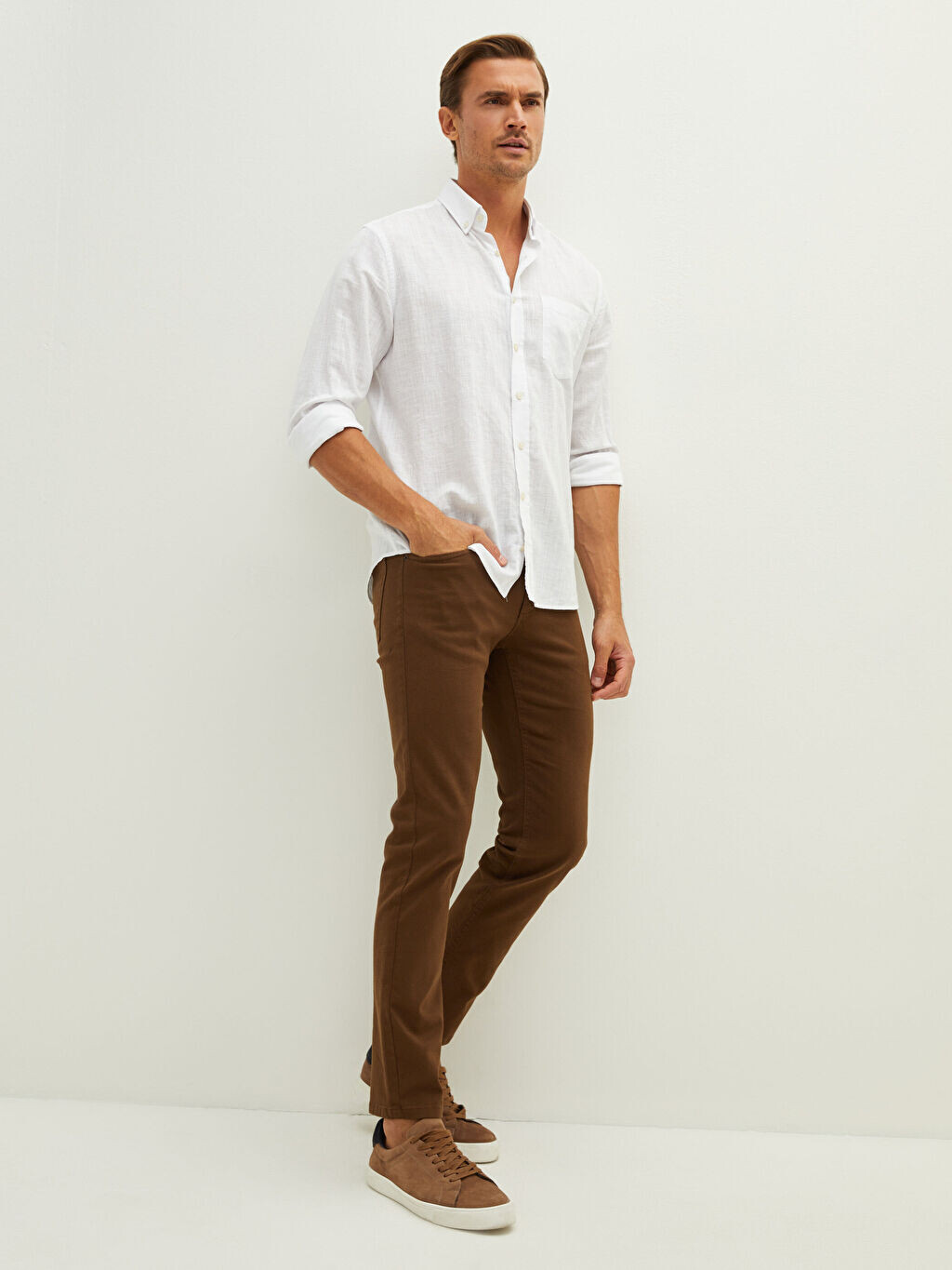

Мужские брюки чинос Slim Fit из габардина LCWAIKIKI Classic, Коричневый
