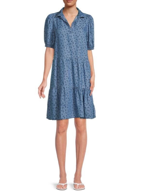 

Платье прямого кроя Saks Fifth Avenue с пышными рукавами, indigo