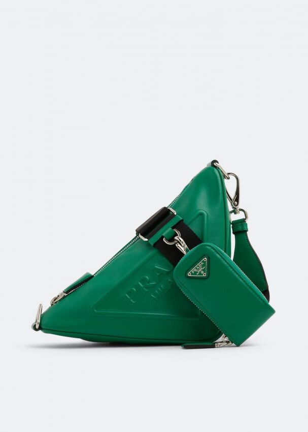 

Сумка PRADA Triangle leather shoulder bag, зеленый