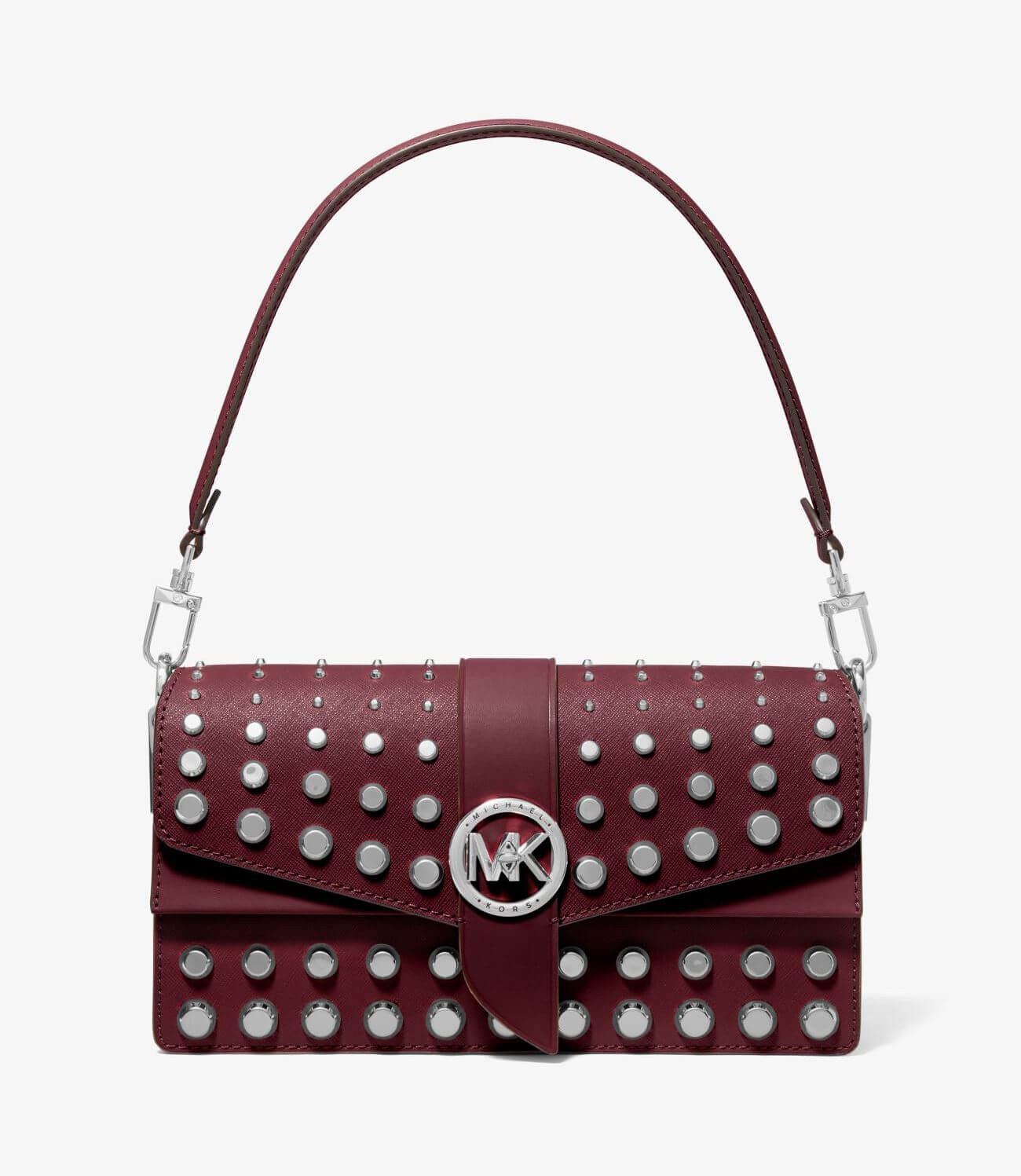 

Сумка Michael Michael Kors Greenwich Medium Studded Saffiano Leather Shoulder, бордовый