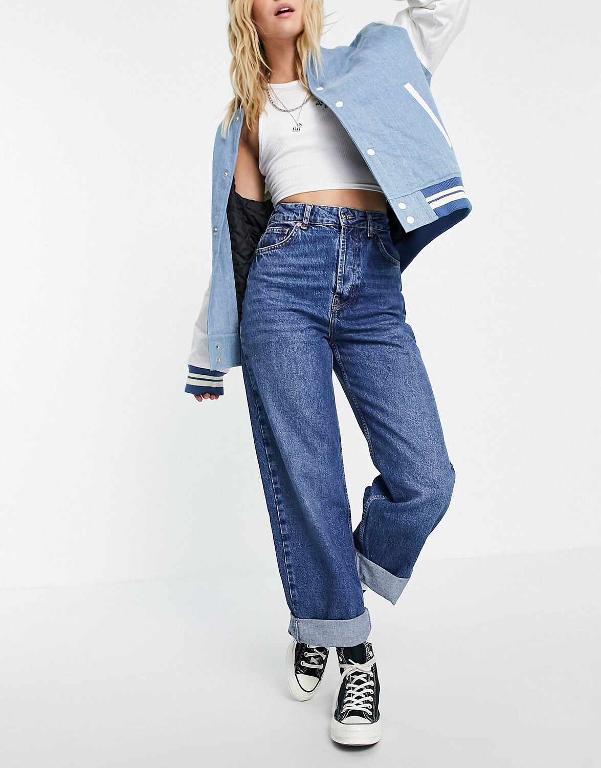 

Темно-синие джинсы оверсайз Mom Topshop One