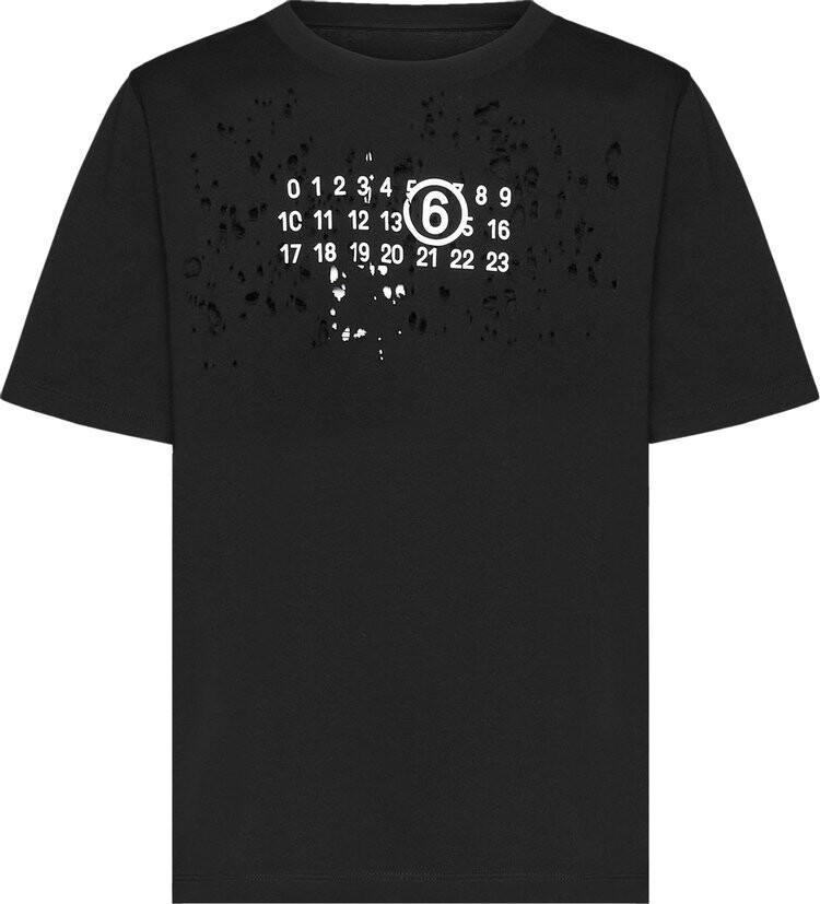 

Футболка MM6 Maison Margiela Destroyed Logo T-Shirt 'Black', черный