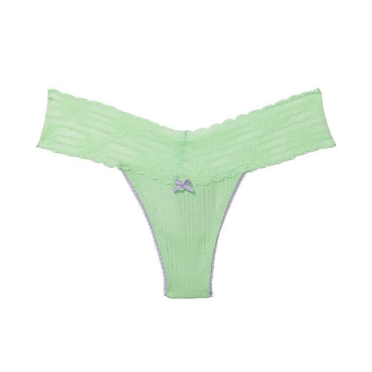 

Трусики-стринги Victoria's Secret Lace Waist Cotton Pointelle, зеленый