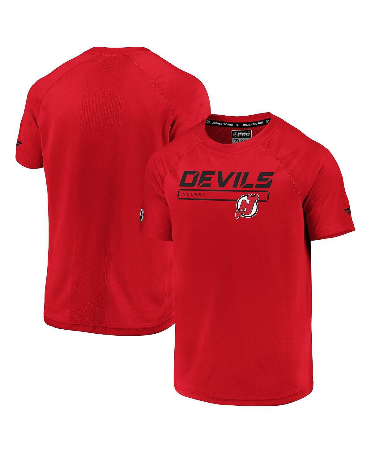 

Мужская фирменная красная футболка new jersey devils ap rink Fanatics, красный