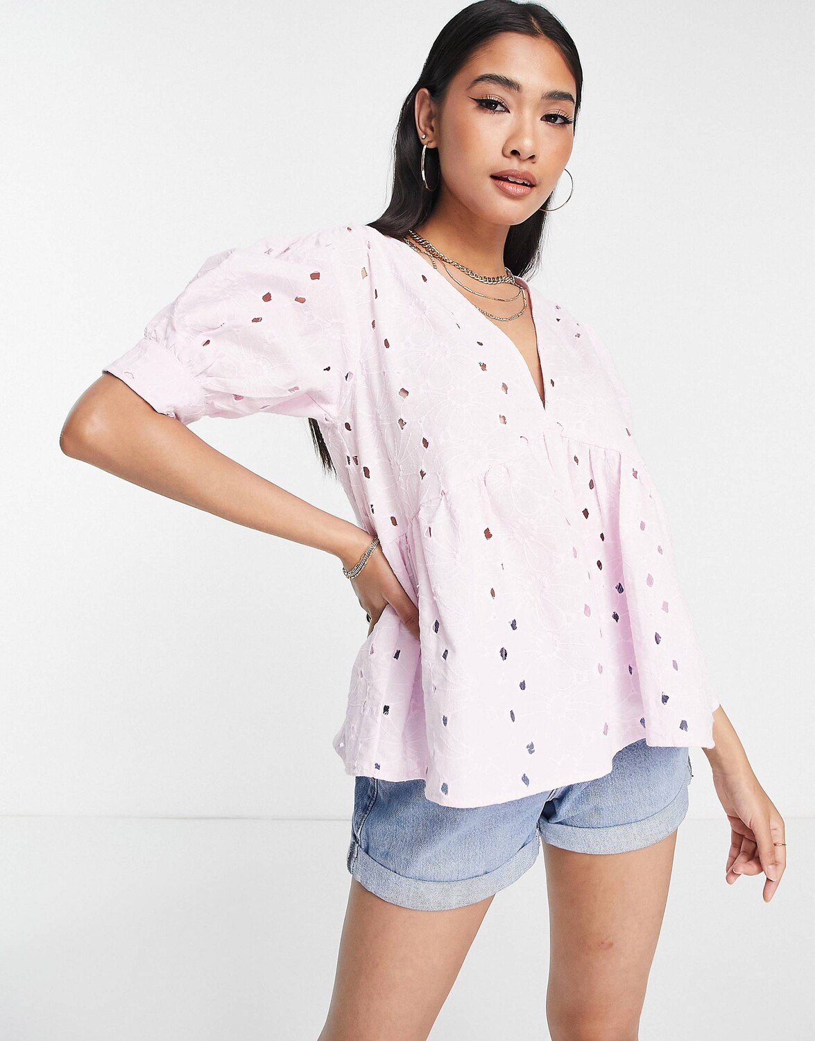 

Бледно-розовый халат с эластичной манжетой ASOS DESIGN