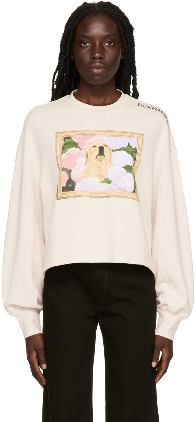 

Бежевая толстовка с принтом Eckhaus Latta