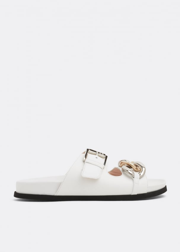 цена Сандалии NO.21 Chunky chain-embellished slide sandals, белый