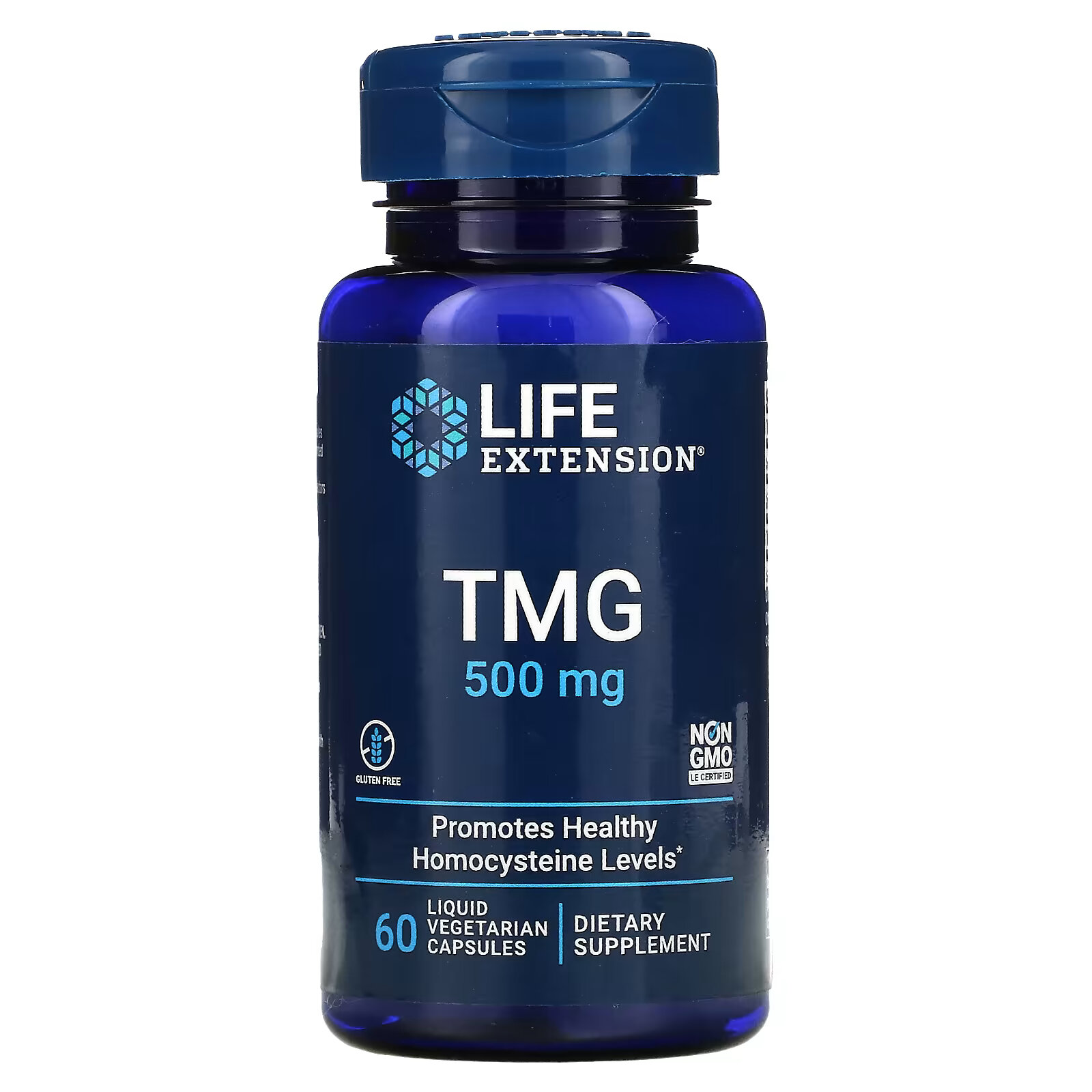 Life Extension, TMG, триметилглицин, 500 мг, 60 вегетарианских капсул с жидкостью life extension tmg порошок триметилглицин 50 г 1 76 унции